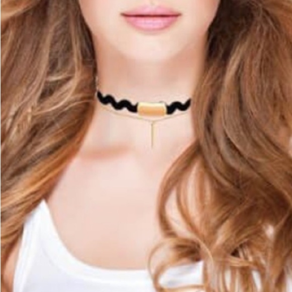 Black choker double layer black and  gold choker 2 layers cool choker NEW